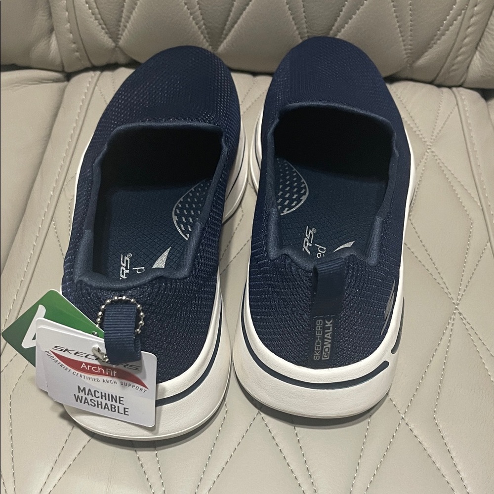 Skechers Navy Go Walk Arch Fit Slip-Ons - Picture 6 of 8